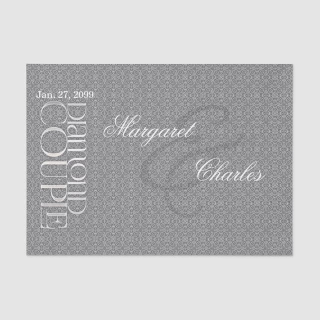 Papel De Seda 60º aniversário do Casamento Diamond | Tecido Pers (Frente )