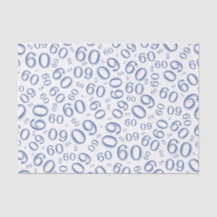 Papel De Seda 60th Azul legal/branco do teste padrão do número