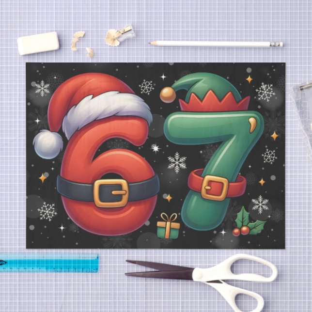 Papel De Seda 67 Meme Seis Sete Bruh Natal Divertido 6 7 (Arte )
