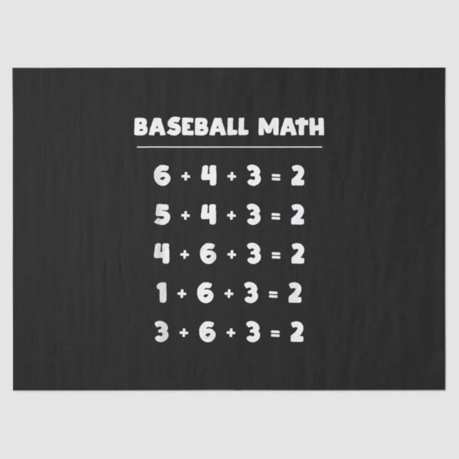 Papel De Seda 6 4 3 2 Matemática De Baseball - Jogo De Softball  (Frente )