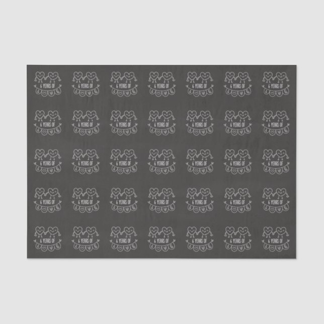 Papel De Seda 6 Anniversário Gift Chalk Hearts (Frente )