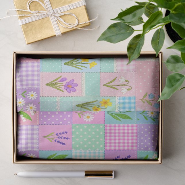 Papel De Seda 6 Papéis de Tecido de Remendo de Flores da Primave (Presente)
