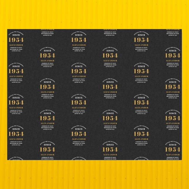 Papel De Seda 70 Birthday 1954 Chic Elegante Preto Dourado ( Celebrate the journey of the vintage years with our 70th Birthday 1954 Black and Gold Chic.)