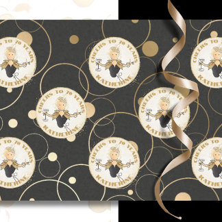 Papel De Seda 70 Birthday Engraçado Moderno Fab Negro Dourado An