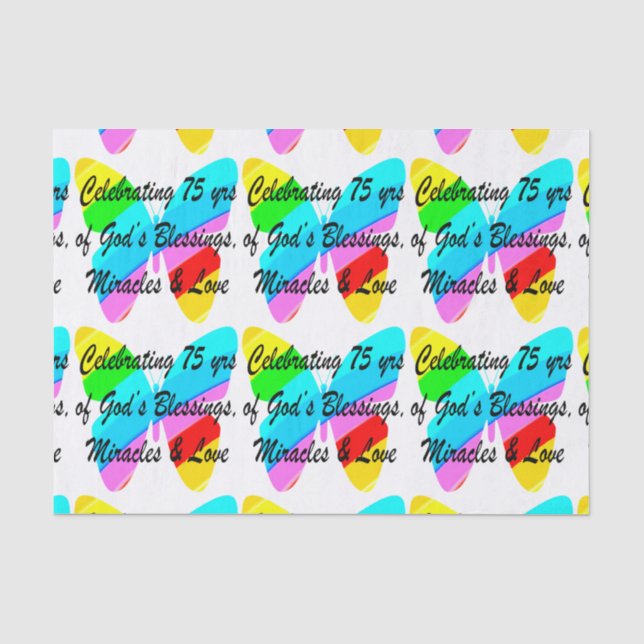 PAPEL DE SEDA 75º ANIVERSÁRIO DESIGN PERSONALIZADO COM BORRACHA (Frente )