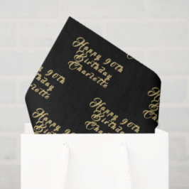 Papel De Seda 90th Birthday Party Name Black Modern Pattern