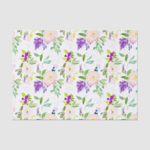 Papel De Seda A aguarela delicado floresce peônias e Wisterias