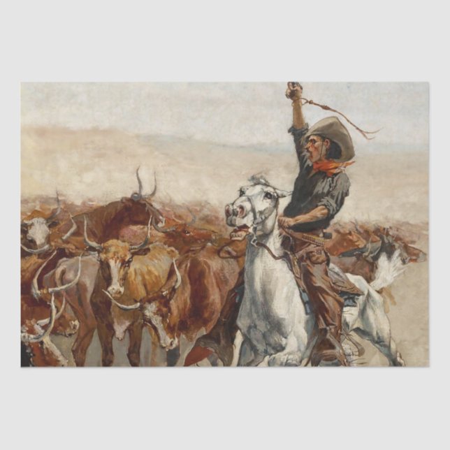 Papel De Seda A Arte Ocidental Roundup de Frederic Remington (Frente )