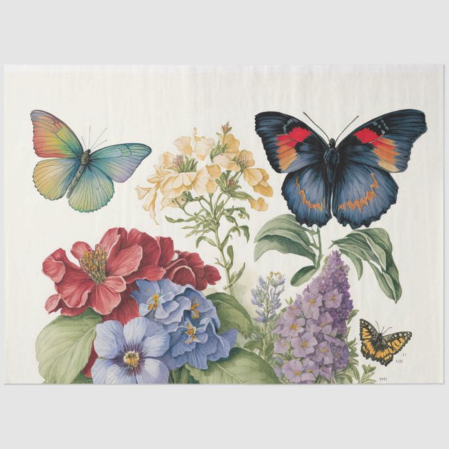 Papel De Seda A Butterfly Garden Series Design 10 (Frente )