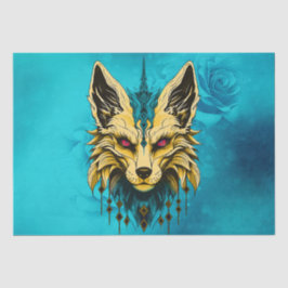 Papel De Seda A cabeça mística de raposa, nobre e misteriosa.