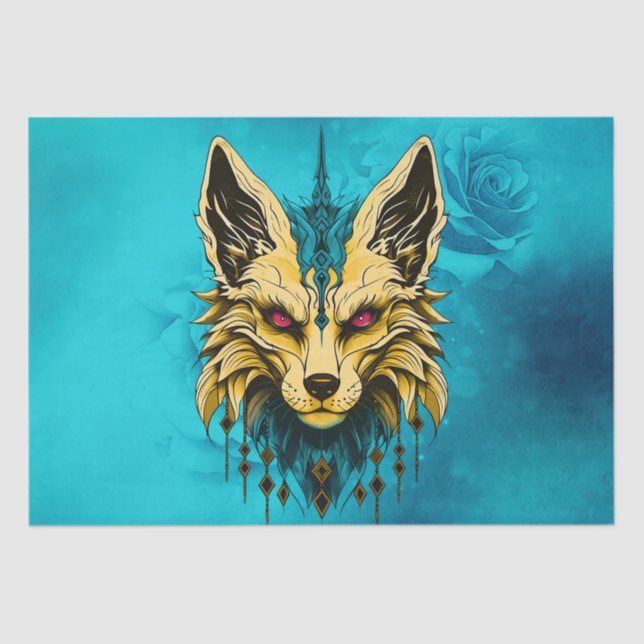 Papel De Seda A cabeça mística de raposa, nobre e misteriosa. (Frente )