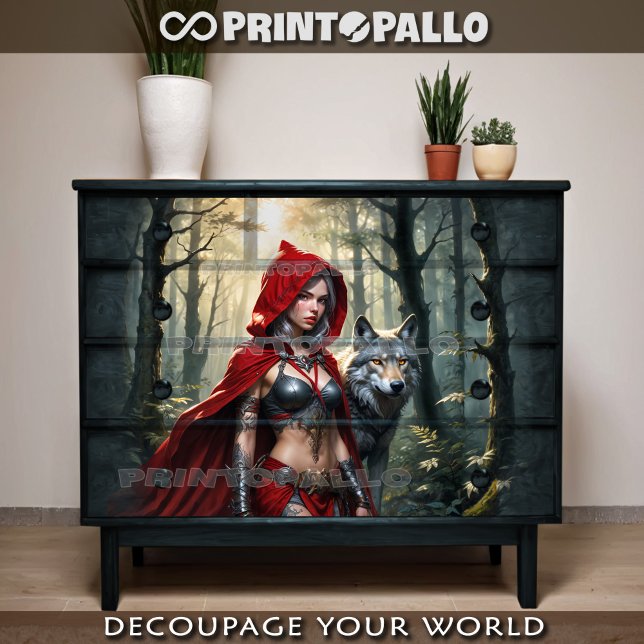 Papel De Seda A Chapeuzinho Vermelho pode cuidar do lobo (Criador carregado)