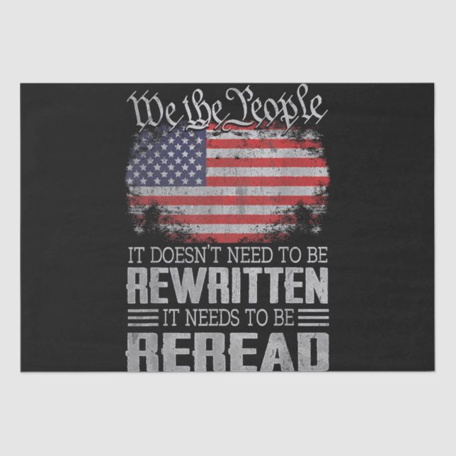 Papel De Seda A Constituição dos EUA sobre a bandeira dos EUA pr (Frente )