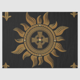 Papel De Seda A cruz celta ouro.