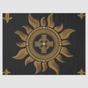 Papel De Seda A cruz celta ouro.