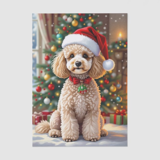 Papel De Seda A Cute Festive Poodle Christmas   (Frente )