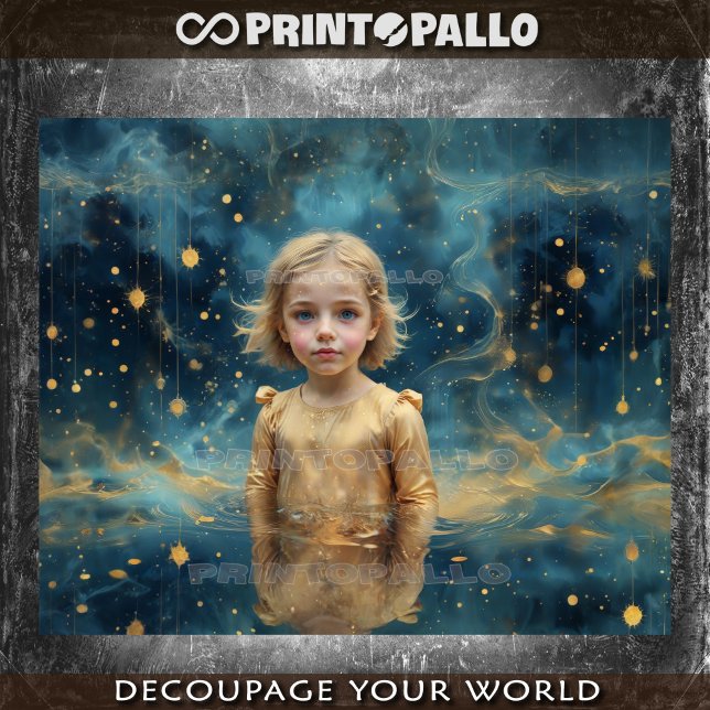 Papel De Seda A filha das estrelas em um fundo espacial (Criador carregado)