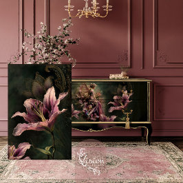 Papel De Seda A Flor de Lírio, Bege e Verde Fantasia Floral