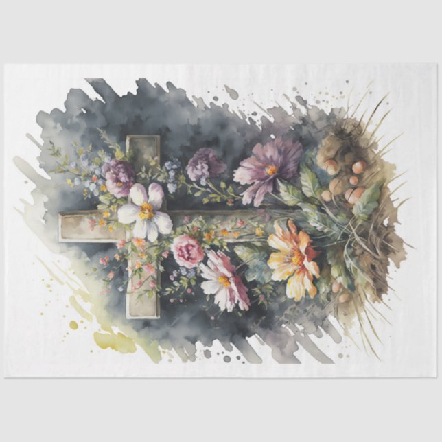 Papel De Seda A Floral Cross Series Design 1 (Frente )