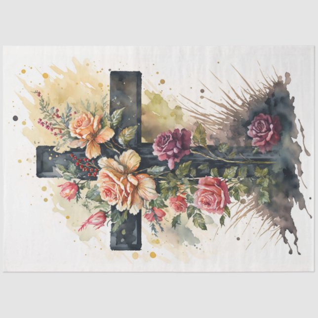 Papel De Seda A Floral Cross Series Design 10 (Frente )