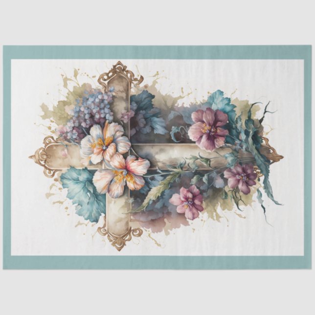 Papel De Seda A Floral Cross Series Design 2 (Frente )