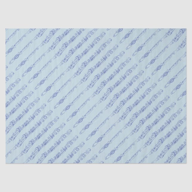Papel De Seda A lápis azul desenho da flauta (Frente )