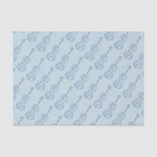 Papel De Seda A lápis azul desenho do violino (Frente )