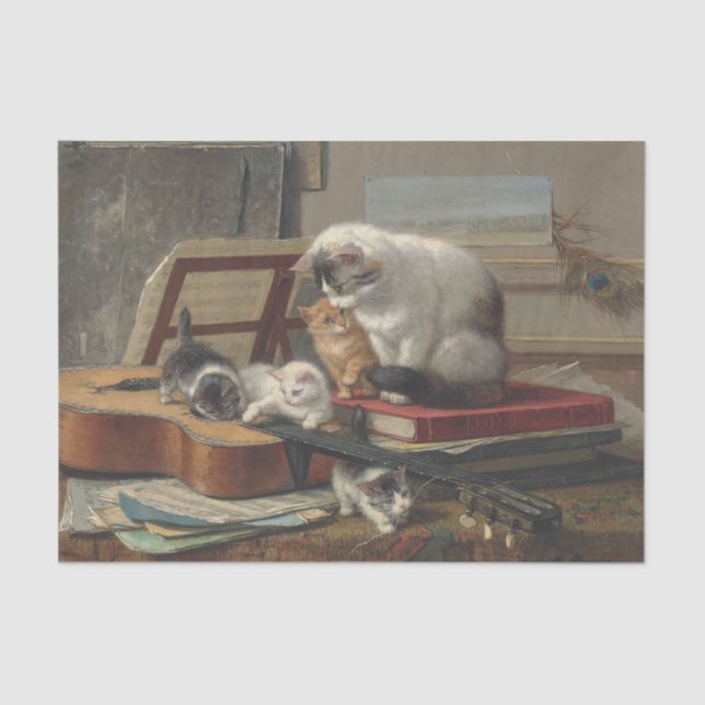 Papel De Seda A lição de música de Henriette Ronner-Knip (Frente )