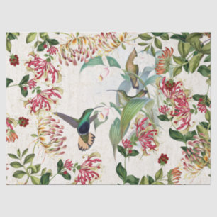 Papel De Seda A madressilva dos pássaros do colibri floresce o