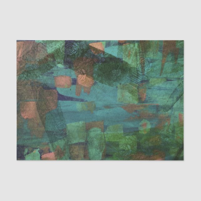 Papel De Seda A Natureza Floral Verde abstrato (Frente )