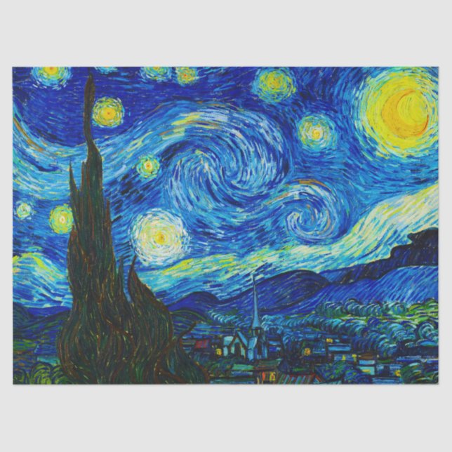 Papel De Seda A Noite Estrelada de Vincent Van Gogh  (Frente )