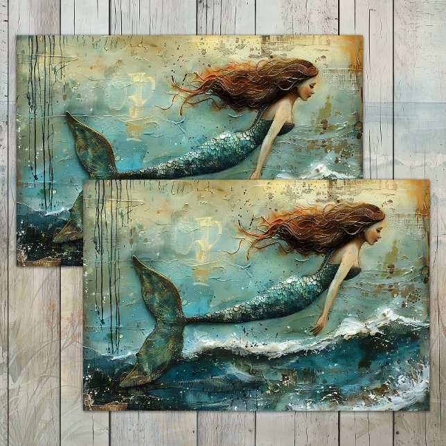 PAPEL DE SEDA A PEQUENA DECOUPAÇÃO DE MERMAID (THE LITTLE MERMAID DECOUPAGE TISSUE PAPER)