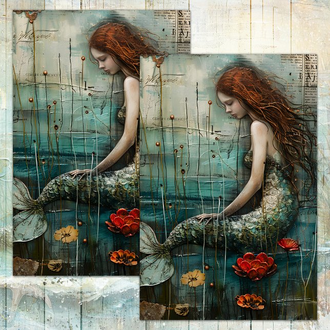 PAPEL DE SEDA A PEQUENA DECOUPAÇÃO DE MERMAID (THE LITTLE MERMAID DECOUPAGE TISSUE PAPER)