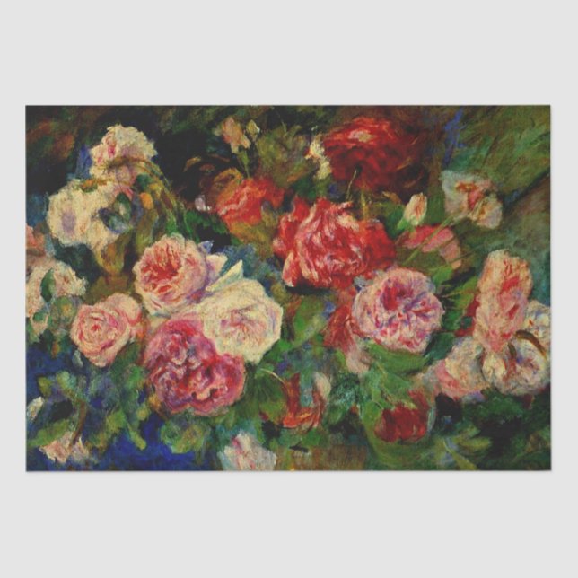 Papel De Seda A pintura de Pierre Renoir, Rosas, (Frente )