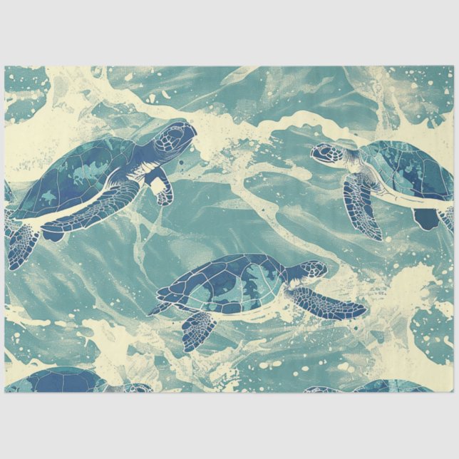 Papel De Seda A Sea Turtle Series Design 1 (Frente )