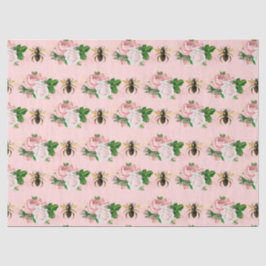 Papel De Seda A Série Abelha Rosa e Dourada Design 10