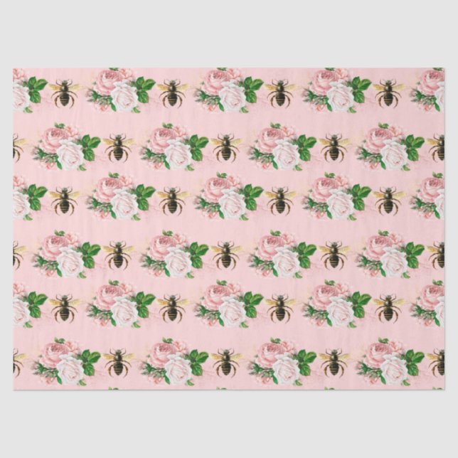 Papel De Seda A Série Abelha Rosa e Dourada Design 10 (Frente )