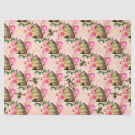 Papel De Seda A Série Abelha Rosa e Dourada Design 11