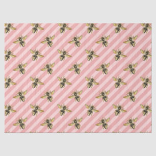 Papel De Seda A Série Abelha Rosa e Dourada Design 12