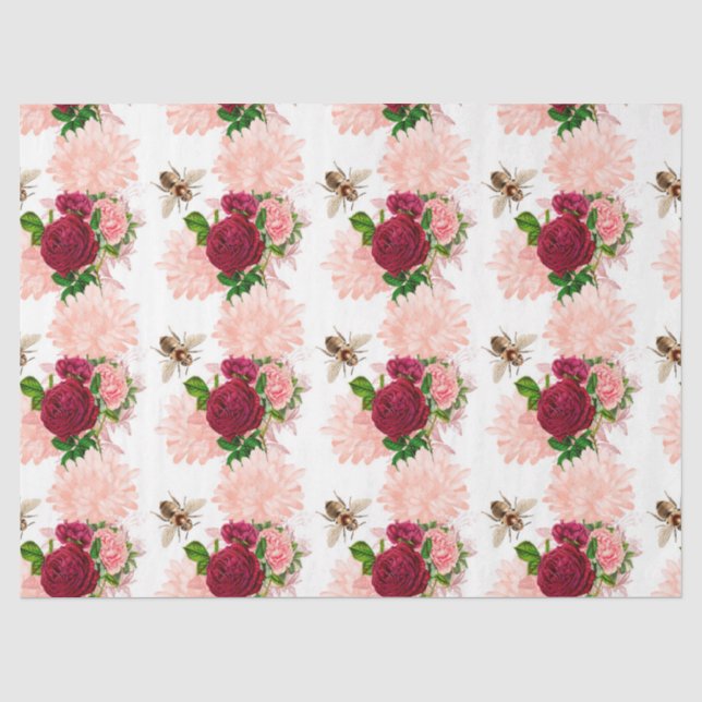 Papel De Seda A Série Abelha Rosa e Dourada Design 13 (Frente )