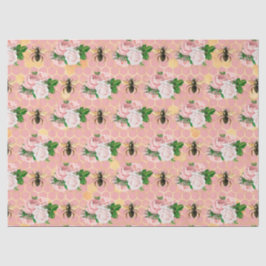 Papel De Seda A Série Abelha Rosa e Dourada Design 18