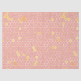 Papel De Seda A Série Abelha Rosa e Dourada Design 2