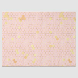 Papel De Seda A Série Abelha Rosa e Dourada Design 3