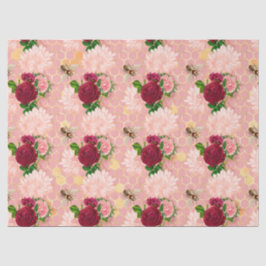 Papel De Seda A Série Abelha Rosa e Dourada Design 7
