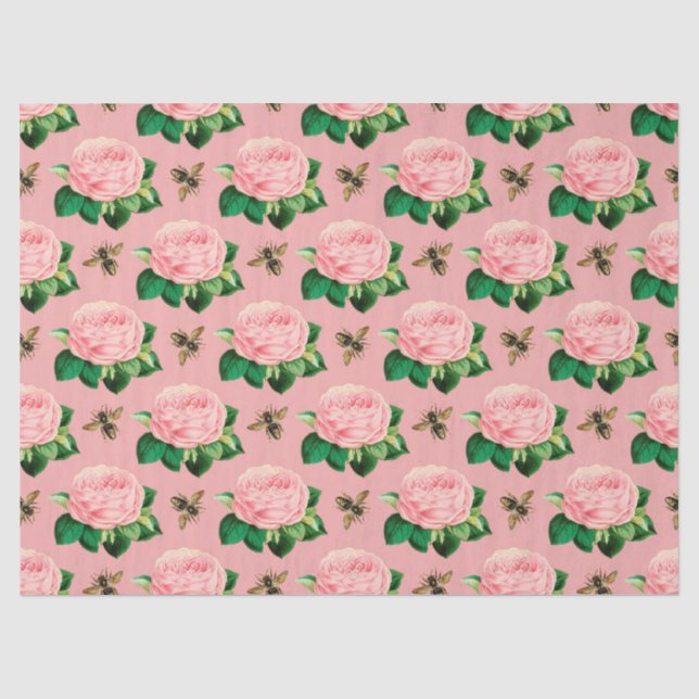 Papel De Seda A Série Abelha Rosa e Dourada Design 9 (Frente )