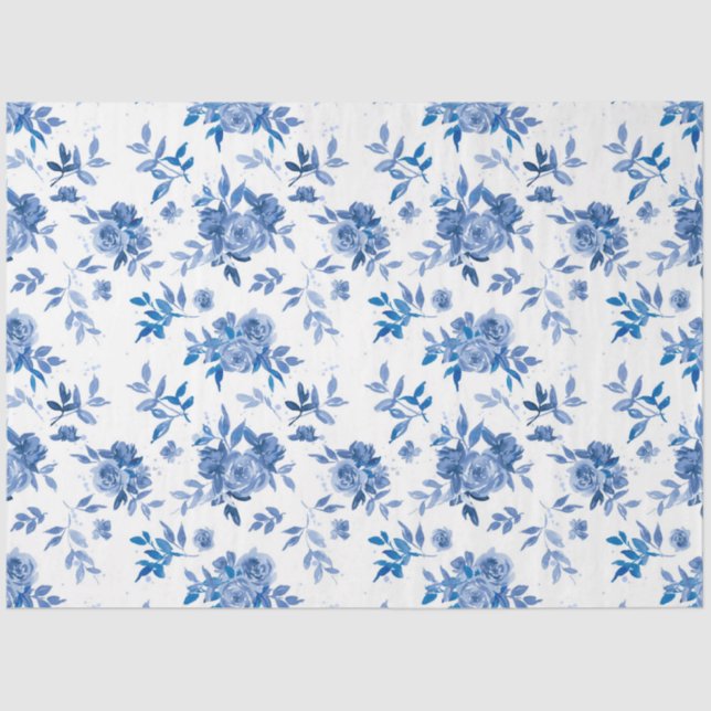 Papel De Seda A Série Blue Watercolor Design 6 (Frente )