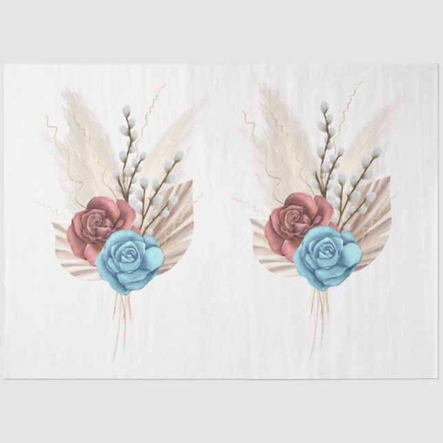 Papel De Seda A Série Boho Bouquet Design 10 (Frente )