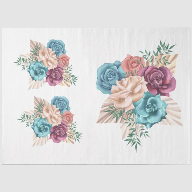 Papel De Seda A Série Boho Bouquet Design 17 (Frente )