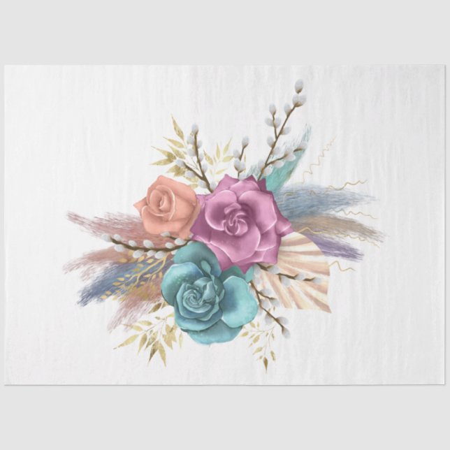 Papel De Seda A Série Boho Bouquet Design 7 (Frente )
