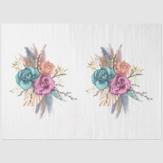 Papel De Seda A Série Boho Bouquet Design 8 (Frente )